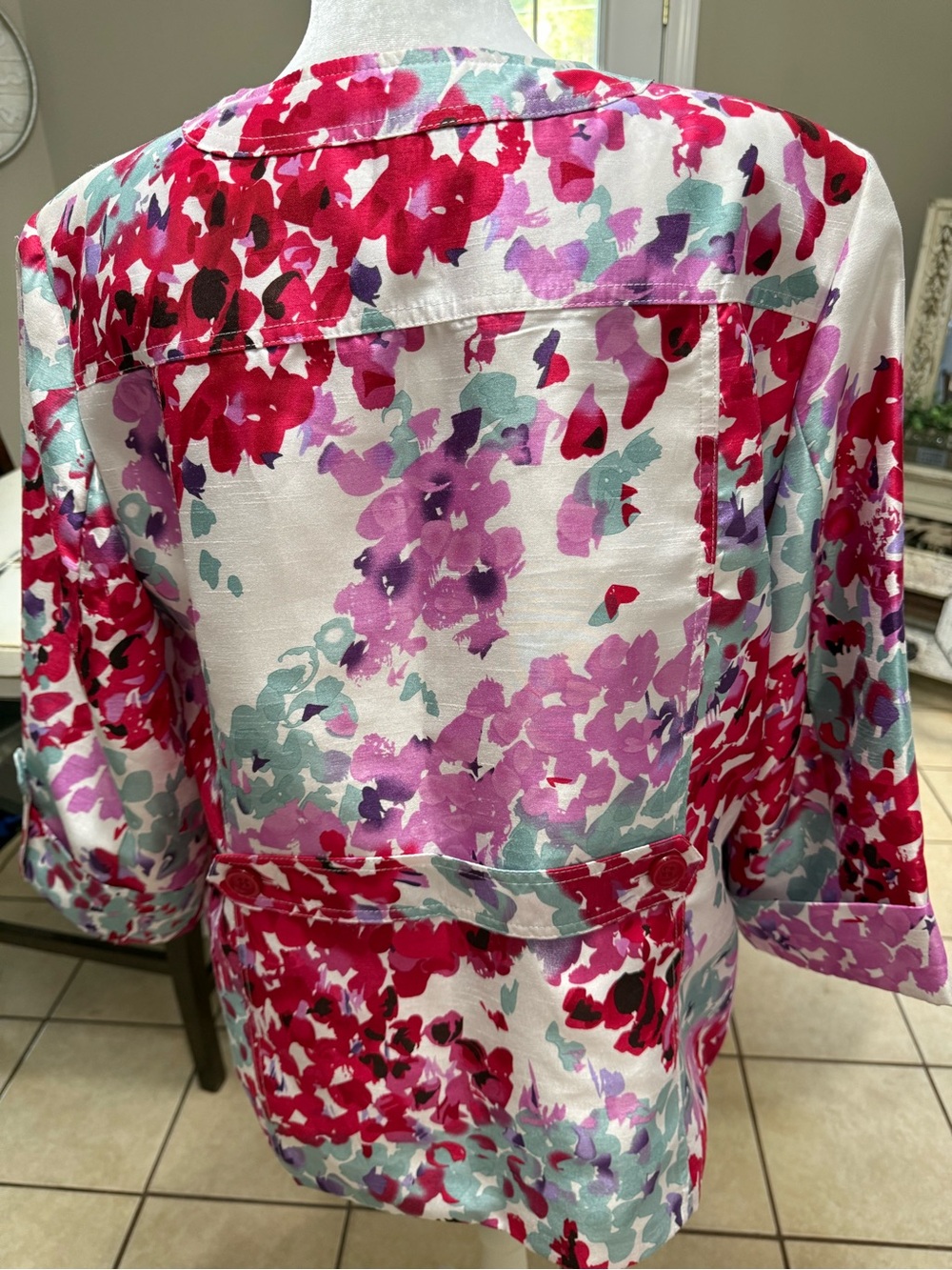Cato Multicolor Floral Print Blazer - Pink, Purple, Aqua Size 18/20W - Picture 6 of 11
